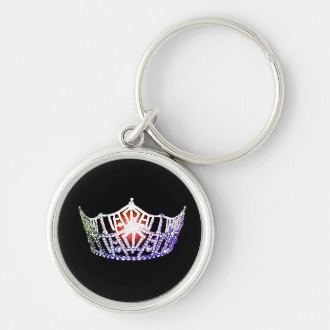 Miss America Lavender Silver Crown Metal Key Chain (Front)