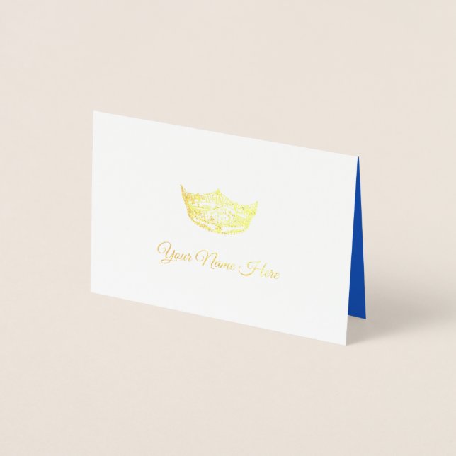 Miss America Name Place Card Gold Foiled Crown (Front)