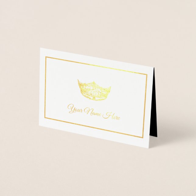 Miss America Name Place Card Gold Foiled Crown (Front)