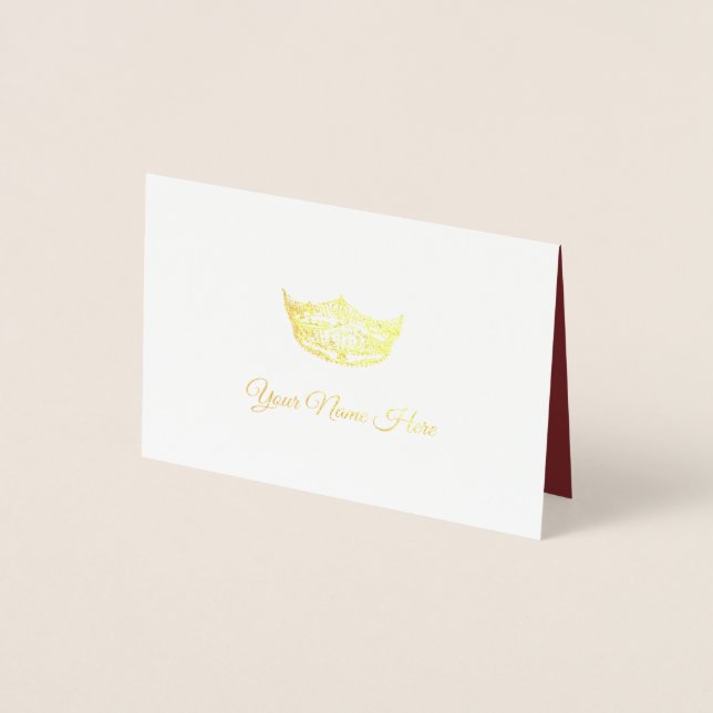 Miss America Name Place Card Gold Foiled Crown (Front)