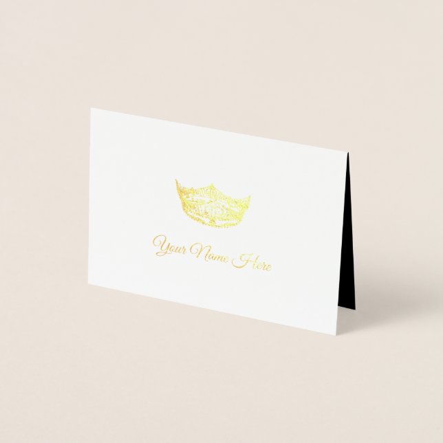 Miss America Name Place Card Gold Foiled Crown (Front)