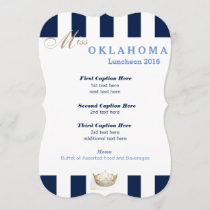 Miss America Navy Stripe Luncheon Program Card