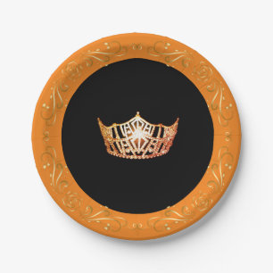 Miss America Orange Crown 7" Paper Plates