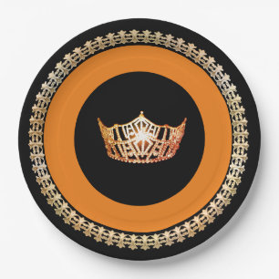 Miss America Orange Crown 9" Paper Plates