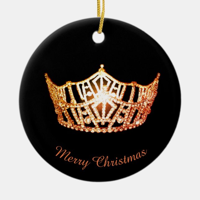 Miss America Orange Crown Round Ornament (Front)
