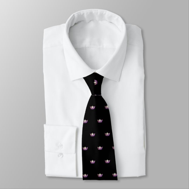 Miss America Orchid Crown & Black Men's Tie (Tied)