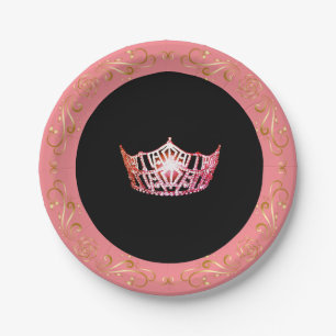Miss America Pink-Coral  Crown 7" Paper Plates