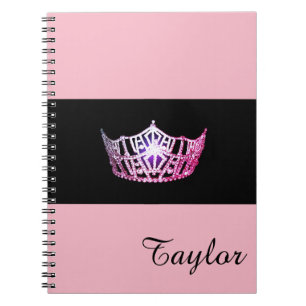 Miss America Pink Crown Notebook- Custom Name Notebook