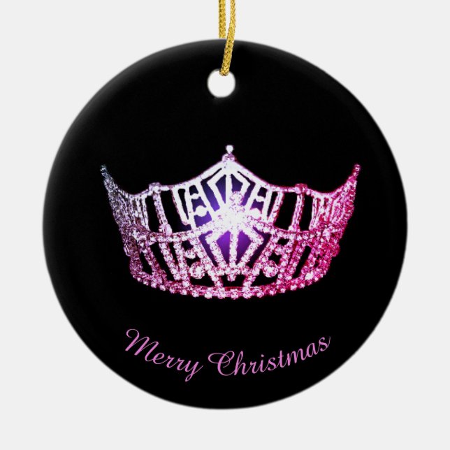 Miss America Pink Crown Round Ornament (Front)