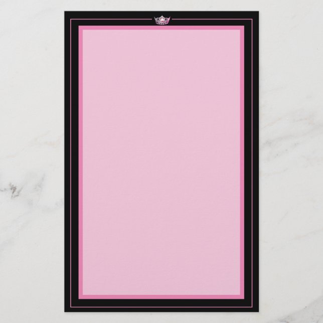 Miss America Pink Crown Stationery Paper (Front)