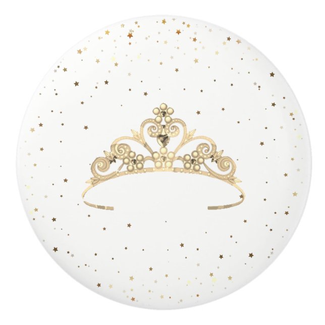 Miss America Princess Crown Ceramic Cabinet Knob (Front)