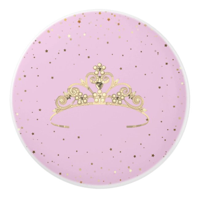 Miss America Princess Crown Ceramic Cabinet Knob (Front)