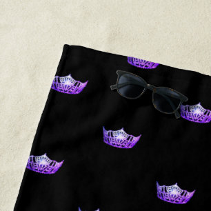 Miss America Purple Crown Beach Towel