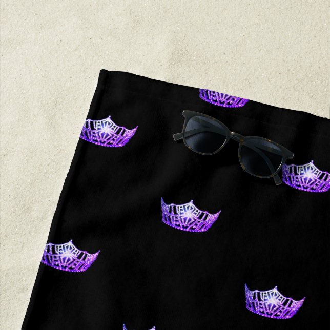 Miss America Purple Crown Beach Towel (In Situ)