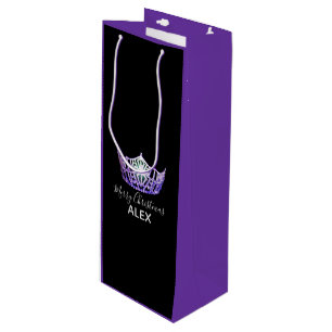 Miss America Purple Crown PRPLE Gift Bag-Christmas Wine Gift Bag