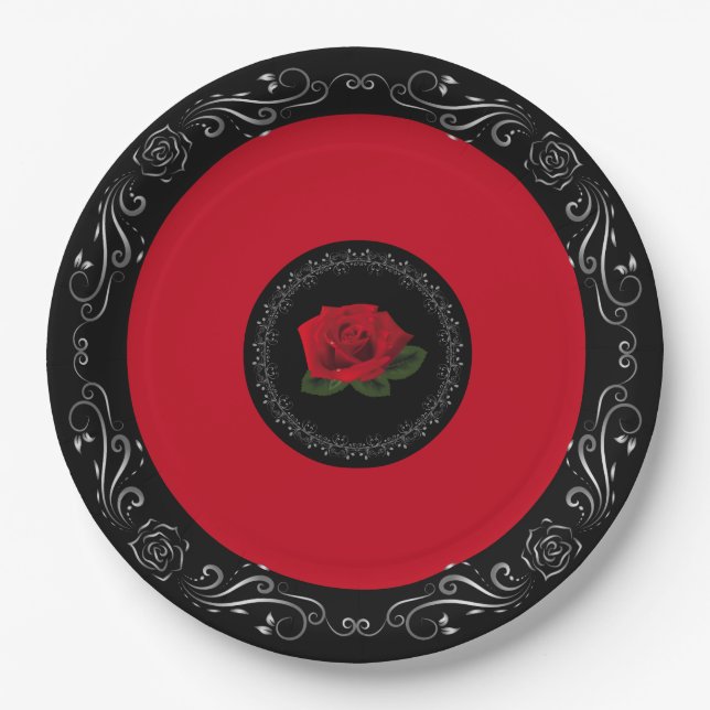 Miss America Red Rose 9" Paper Plates (Front)