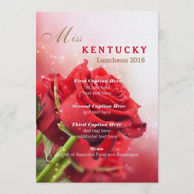 Miss America  Red Roses Luncheon Program Card (Front)