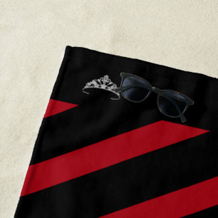 Miss America Red Stripe Tiara Crown Beach Towel