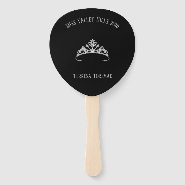 Miss America Rodeo Silver Crown Tiara Paddle Fan (Front)