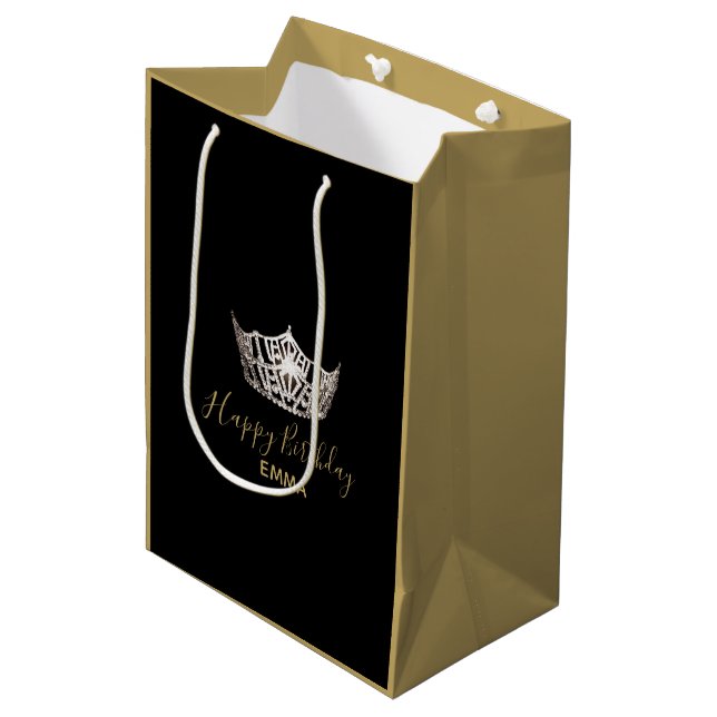 Miss America Silver Crown 2-Tone Gift Bag-Medium Medium Gift Bag (Front Angled)