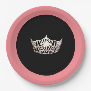 Miss America Silver Crown  9" Paper Plates