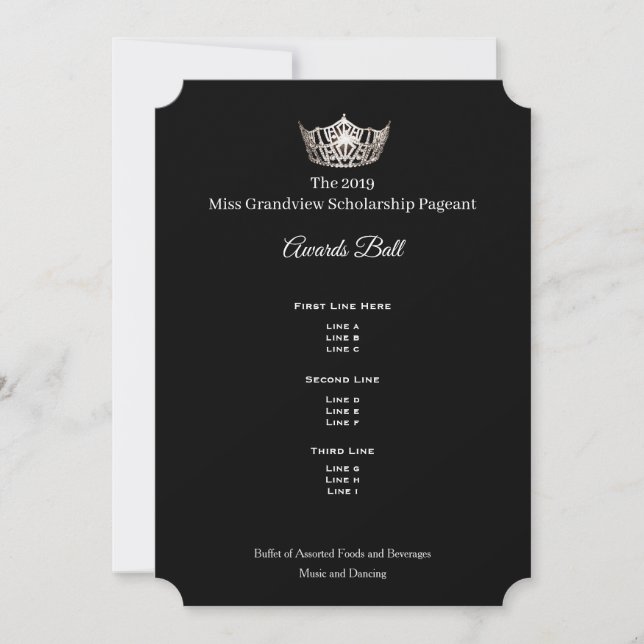 Miss America Silver Crown Awards Ball Program Invitation (Front)