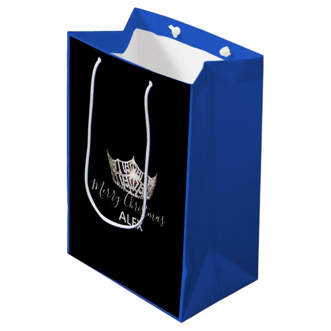 Miss America Silver Crown Blue Gift Bag-Christmas Medium Gift Bag (Front Angled)
