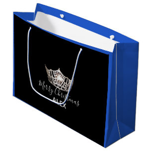 Miss America Silver Crown Green Gift Bag-Christmas Large Gift Bag