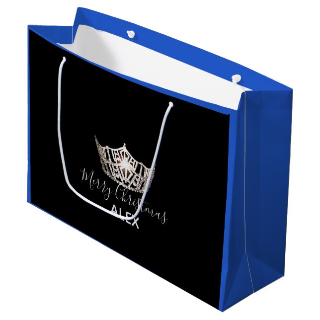 Miss America Silver Crown Green Gift Bag-Christmas Large Gift Bag (Front Angled)