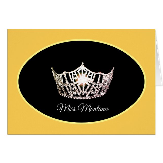 Miss America Silver Crown Note Card-Yellow (Front Horizontal)