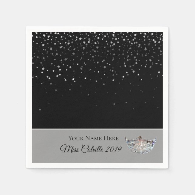 Miss America Silver Crown Paper Napkins (Front)