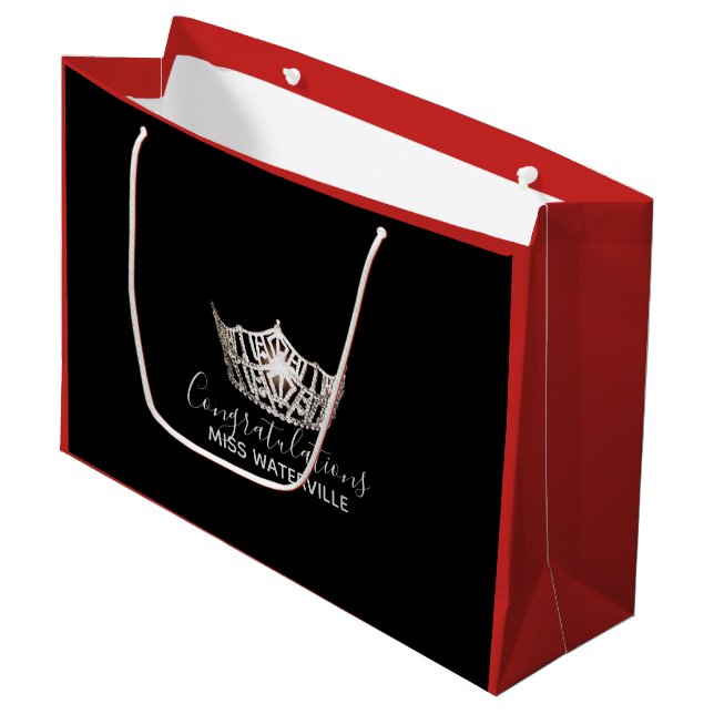 Miss America Silver Crown Red Gift Bag-Large Large Gift Bag (Front Angled)