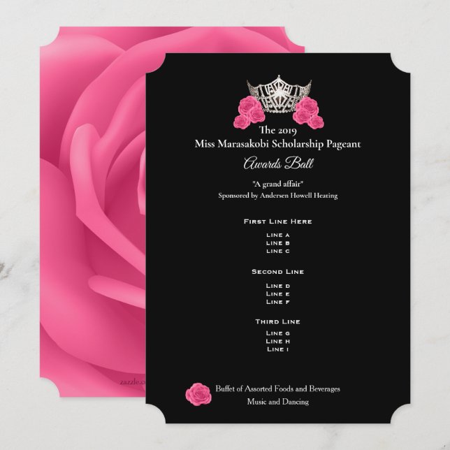 Miss America Silver Crown Rose Awards Ball Prgm Invitation (Front/Back)