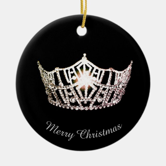Miss America Silver Crown Round Ornament (Front)