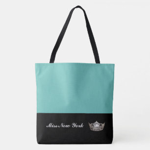 Miss America Silver Crown Tote Bag-Large Aqua Bag