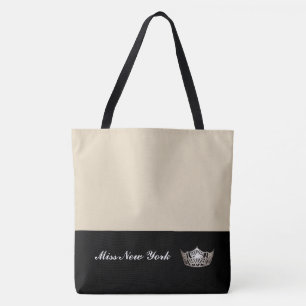 Miss America Silver Crown Tote Bag-Large Beige