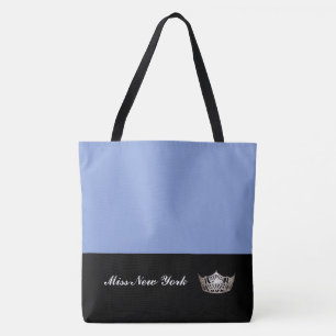 Miss America Silver Crown Tote Bag-Large Blue Bag