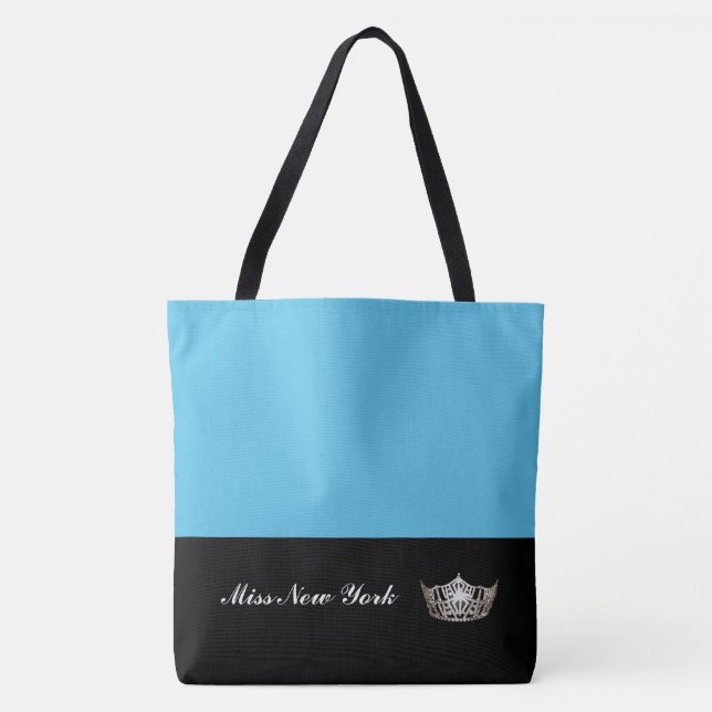 Miss America Silver Crown Tote Bag-Large Blue Bag (Front)