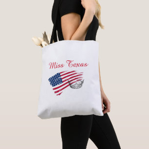 Miss America Silver Crown Tote Bag-Large US Flag