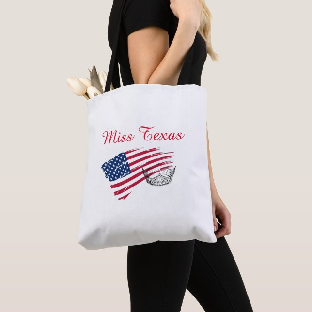 Miss America Silver Crown Tote Bag-Large US Flag (Close Up)
