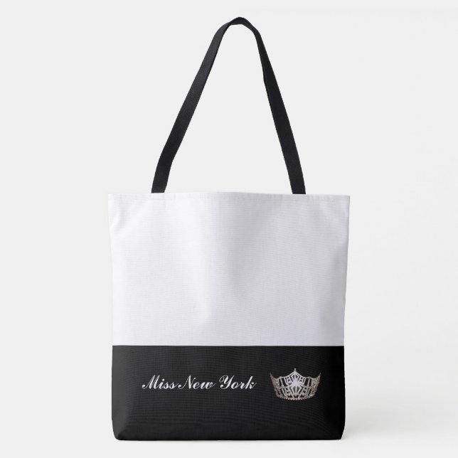 Miss America Silver Crown Tote Bag-Large White Bag (Front)