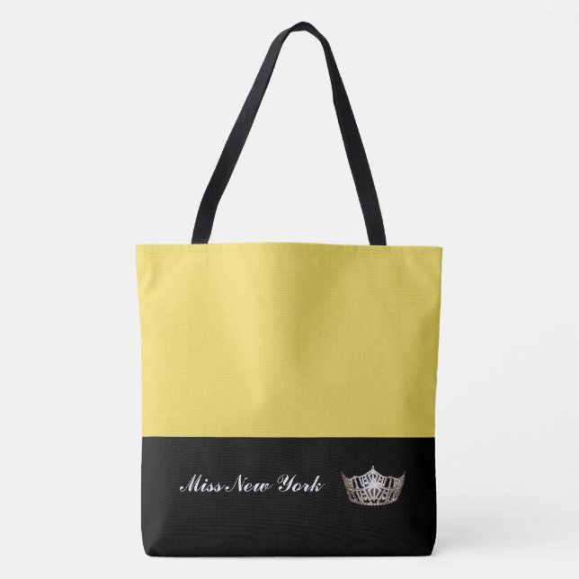 Miss America Silver Crown Tote Bag-Large Yellow (Front)