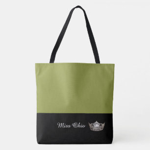 Miss America Silver Crown Tote Bag LRGE Olive