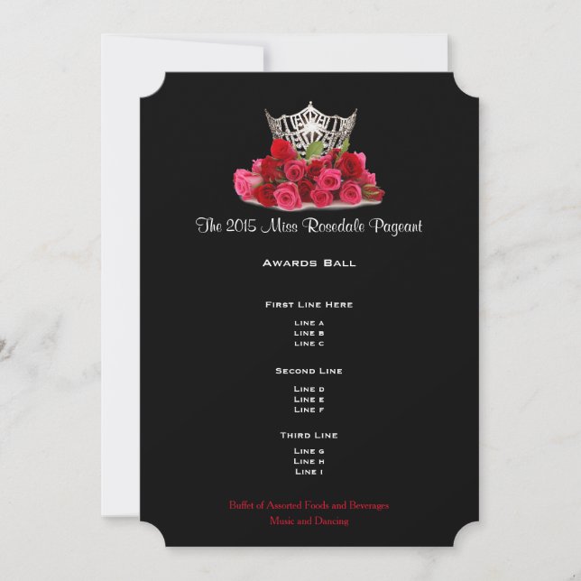 Miss America Silver Crwn Roses Awards Ball Program Invitation (Front)