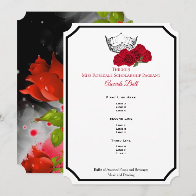 Miss America Silver Crwn Roses Awards Ball Program Invitation (Front/Back)