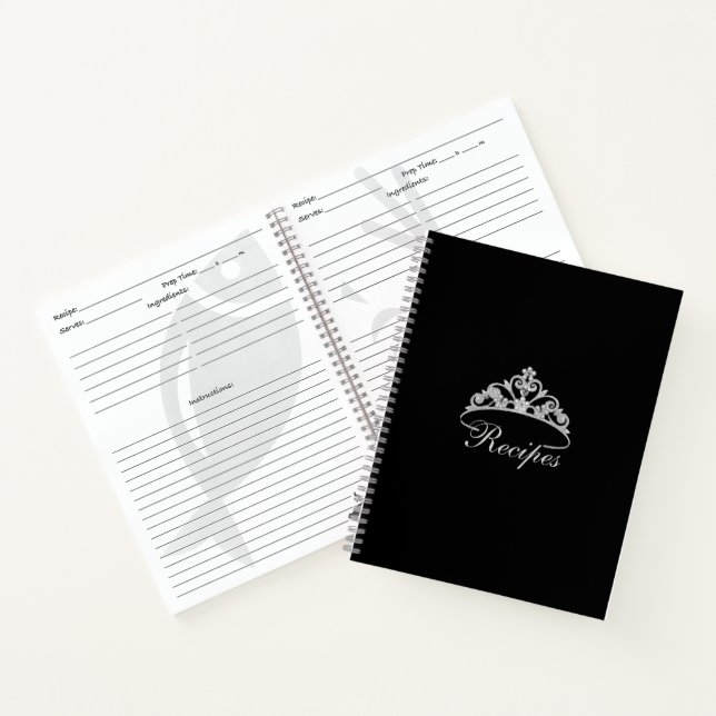 Miss America Silver Tiara Custom Recipe Notebook (Inside)