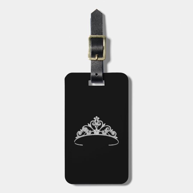 Miss America Silver Tiara Luggage Tag-Vertical Tag (Front Vertical)