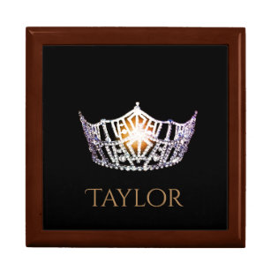 Miss America SLVR Crown Personal Name Jewerly Box