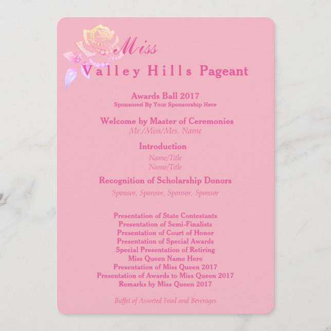 Miss America style Awards Ball Programs Programme (Front)