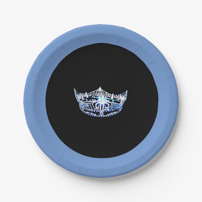 Miss America style Blue Crown 7" Paper Plates (Front)